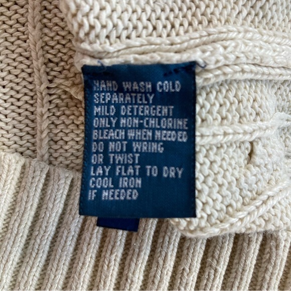 Polo by Ralph Lauren Men Cable Knit Sweater L 100% Tussah Silk V-Neck Pony Logo - Picture 10 of 11